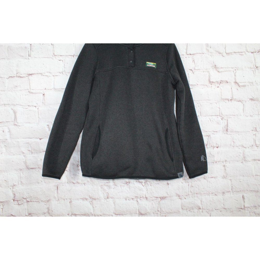 LL Bean Black Fleece Smooth Rugged Knit Pullover Sweater Size S - Picture 3 of 9